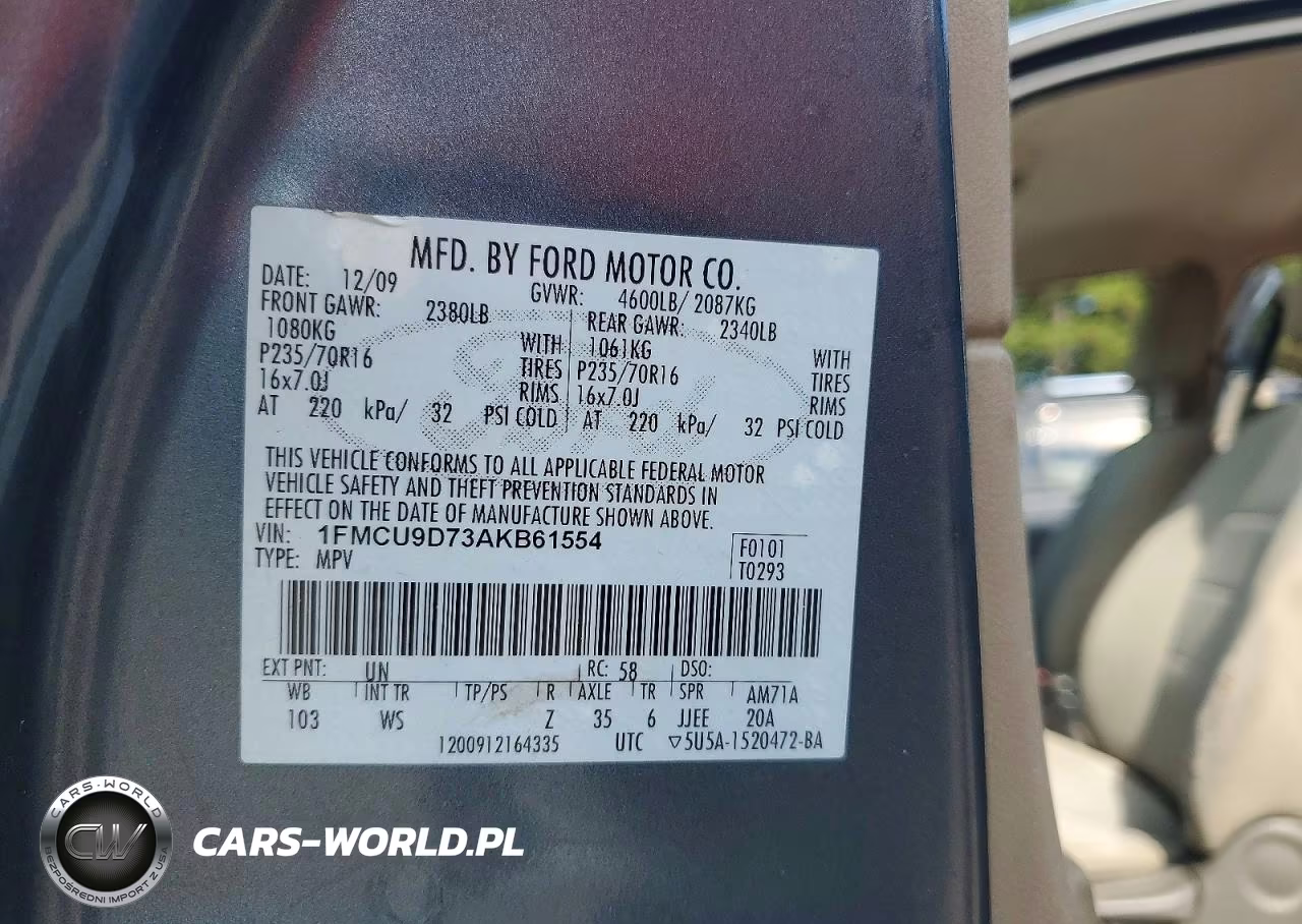2010 Ford Escape Xlt VIN:1FMCU9D73AKB61554 - 13