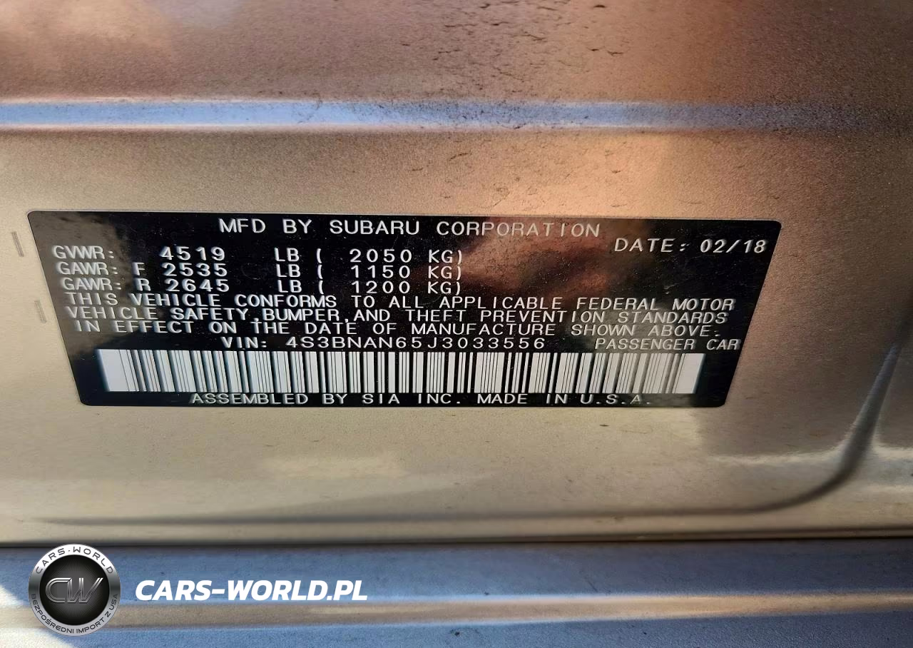 2018 Subaru Legacy 2.5I Limited VIN:4S3BNAN65J3033556 - 12