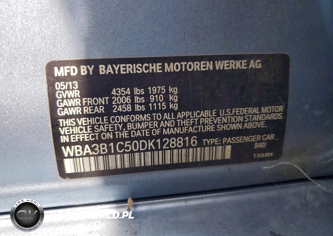 2013 BMW 320 I VIN:WBA3B1C50DK128816 - 12