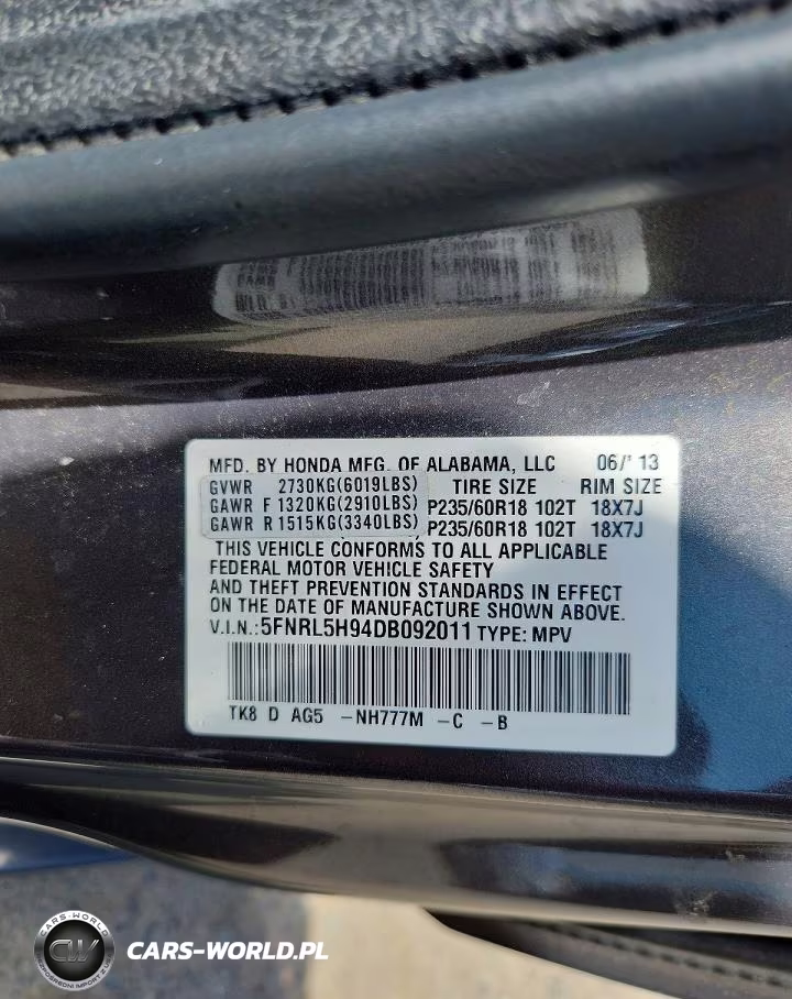 2013 Honda Odyssey Touring VIN:5FNRL5H94DB092011 - 13