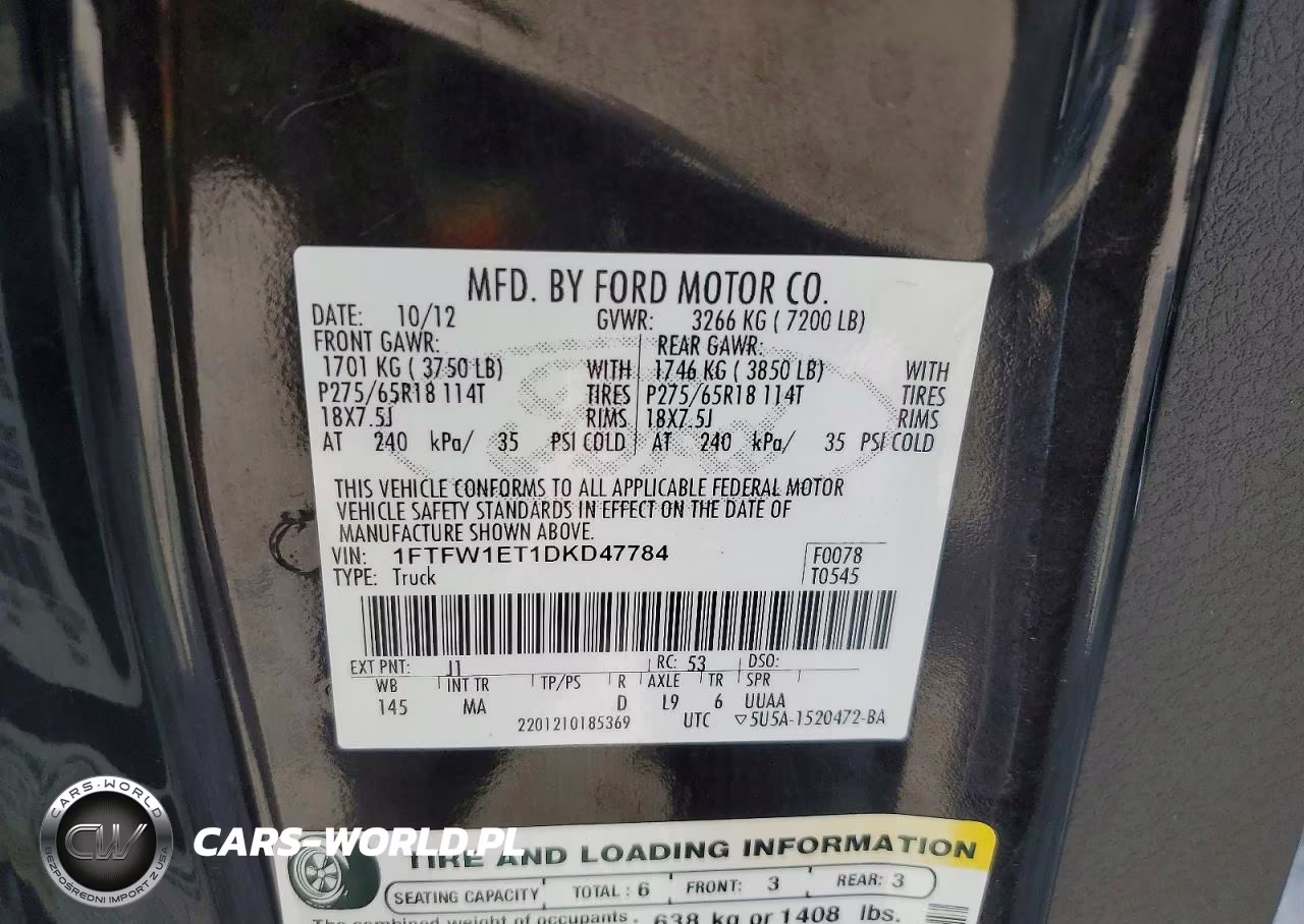 2013 Ford F150 Supercrew VIN:1FTFW1ET1DKD47784 - 12