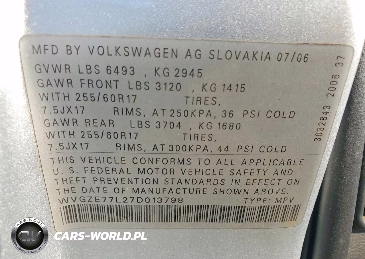 2007 Volkswagen Touareg V6 VIN:WVGZE77L27D013798 - 13