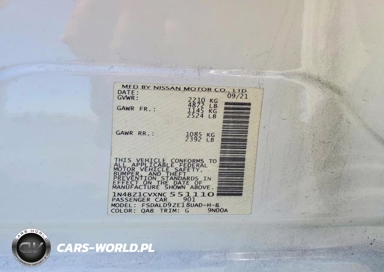 2022 Nissan Leaf Sv Plus VIN:1N4BZ1CVXNC551110 - 12