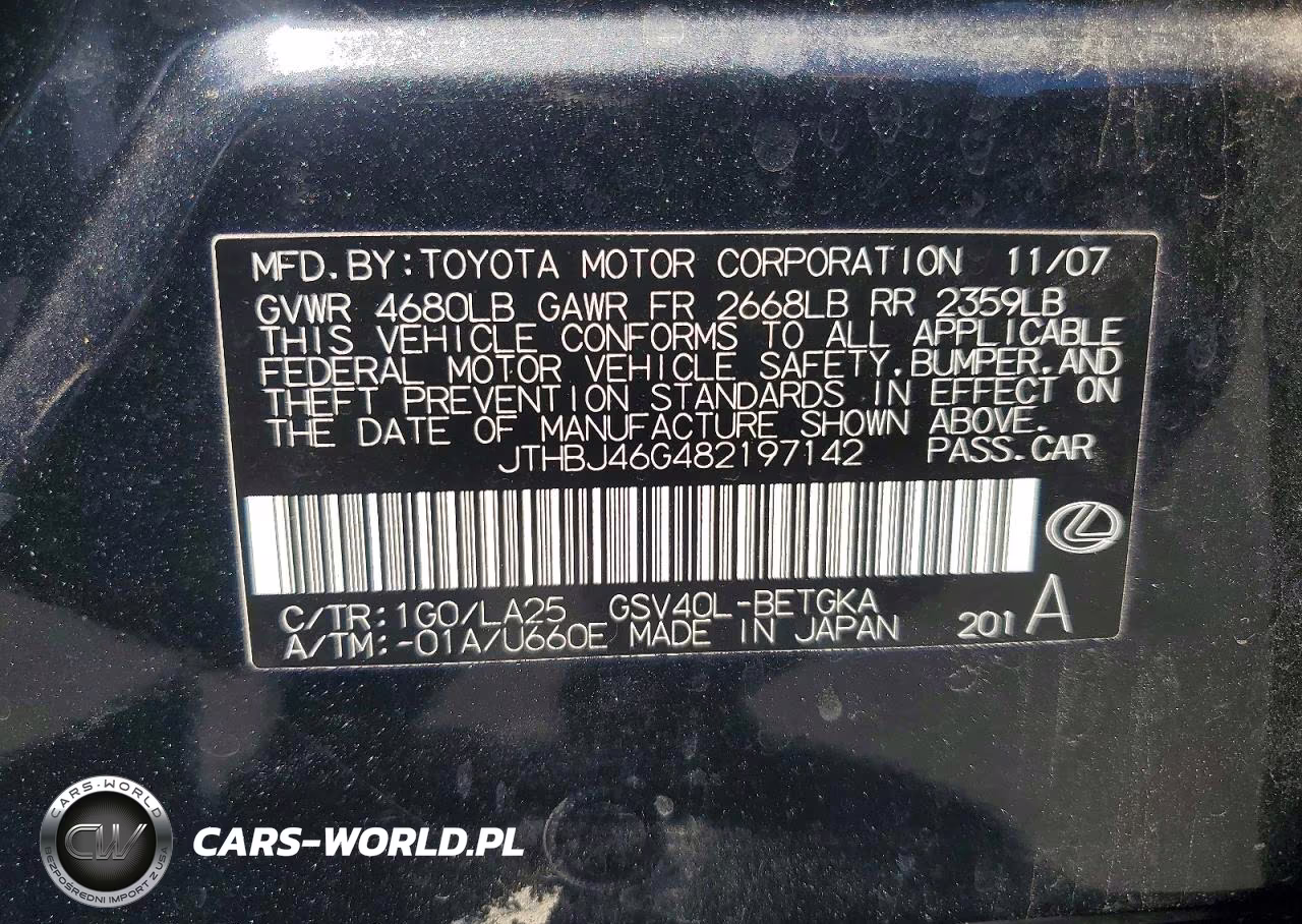 2008 Lexus Es 350 VIN:JTHBJ46G482197142 - 12