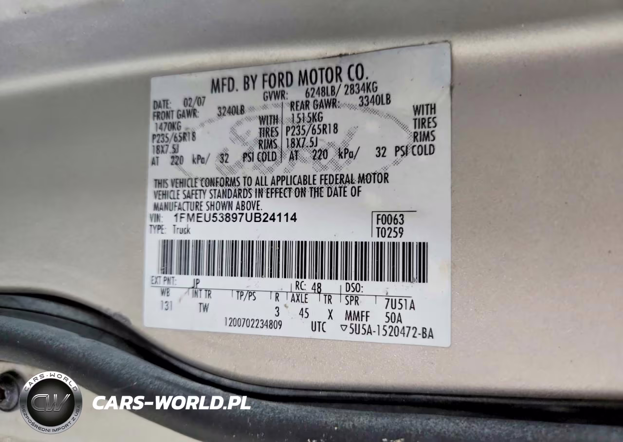 2007 Ford Explorer Sport Trac Limited VIN:1FMEU53897UB24114 - 12