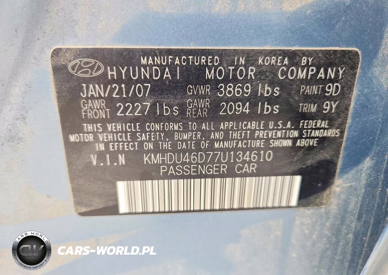 2007 Hyundai Elantra Gls VIN:KMHDU46D77U134610 - 12