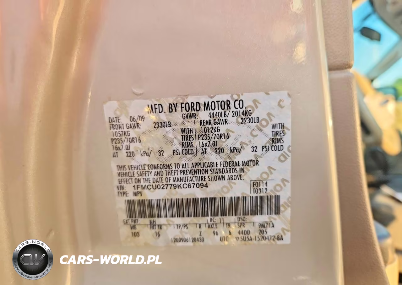 2009 Ford Escape Xls VIN:1FMCU02779KC67094 - 13