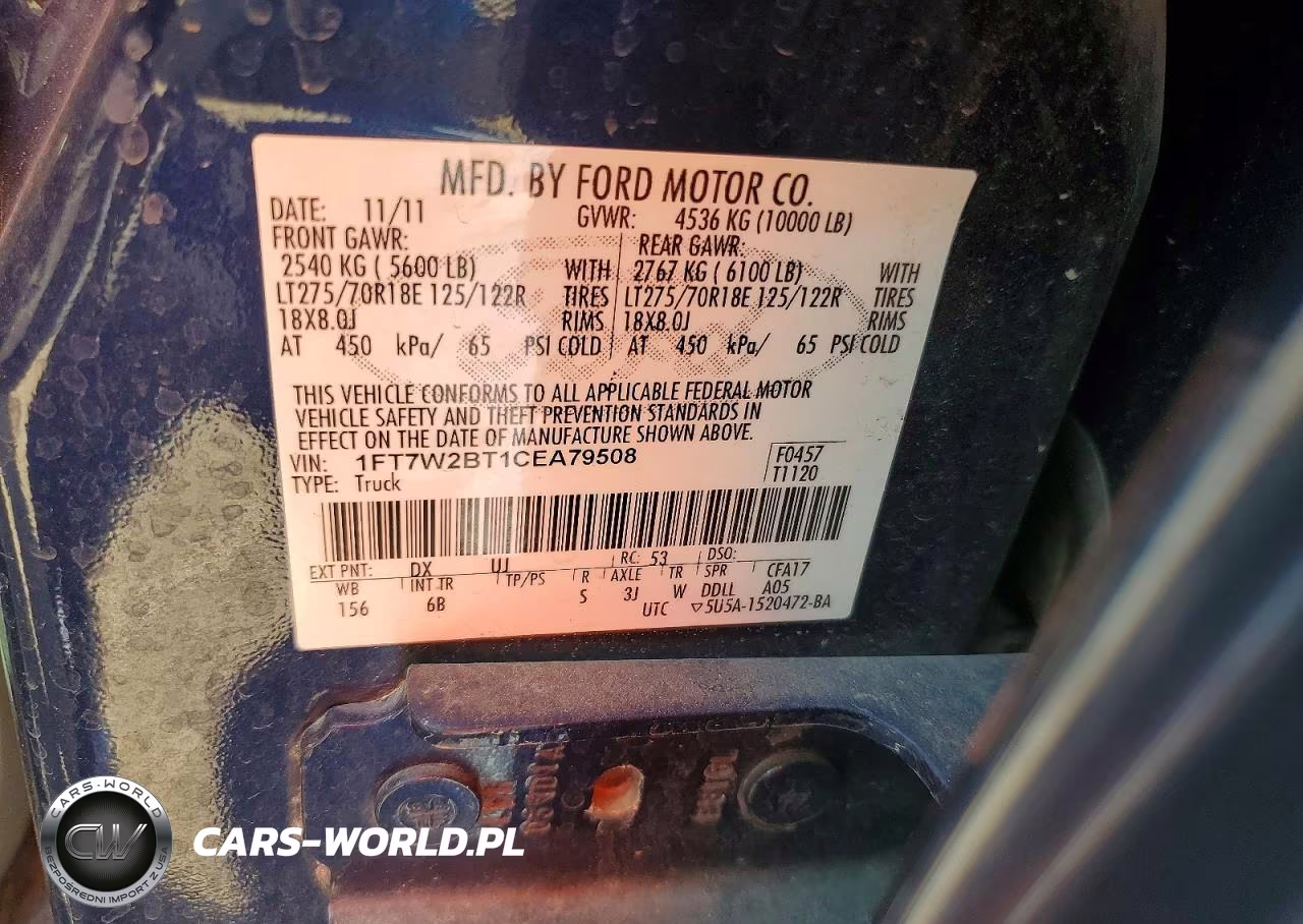 2012 Ford F250 Super Duty VIN:1FT7W2BT1CEA79508 - 12