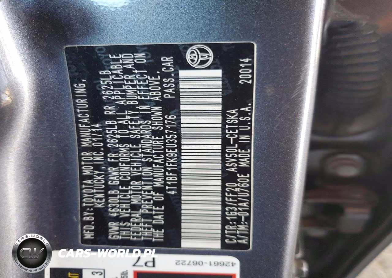 2014 Toyota Camry Se VIN:4T1BF1FK9EU357176 - 12