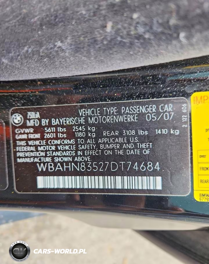 2007 BMW 750 VIN:WBAHN83527DT74684 - 12