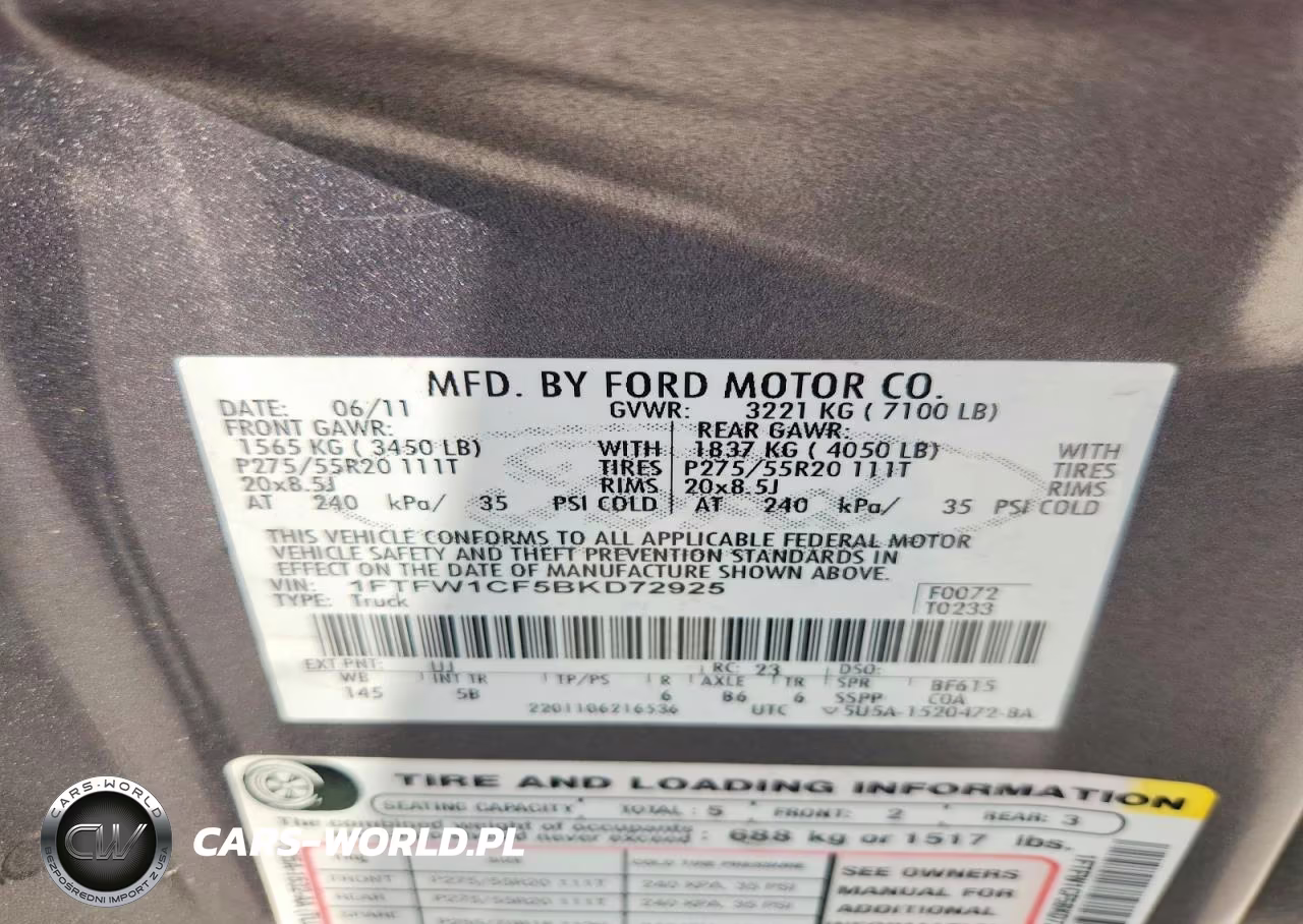 2011 Ford F150 Supercrew VIN:1FTFW1CF5BKD72925 - 12