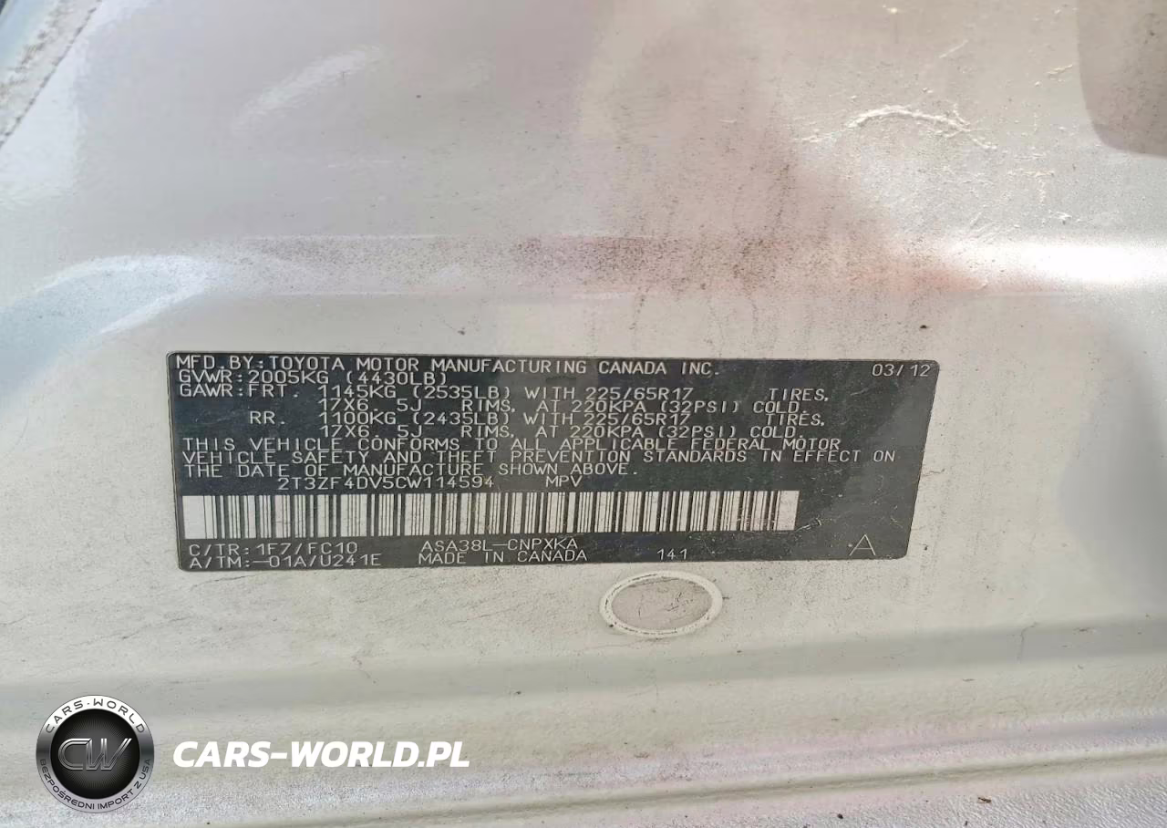 2012 Toyota Rav4 Base VIN:2T3ZF4DV5CW114594 - 13