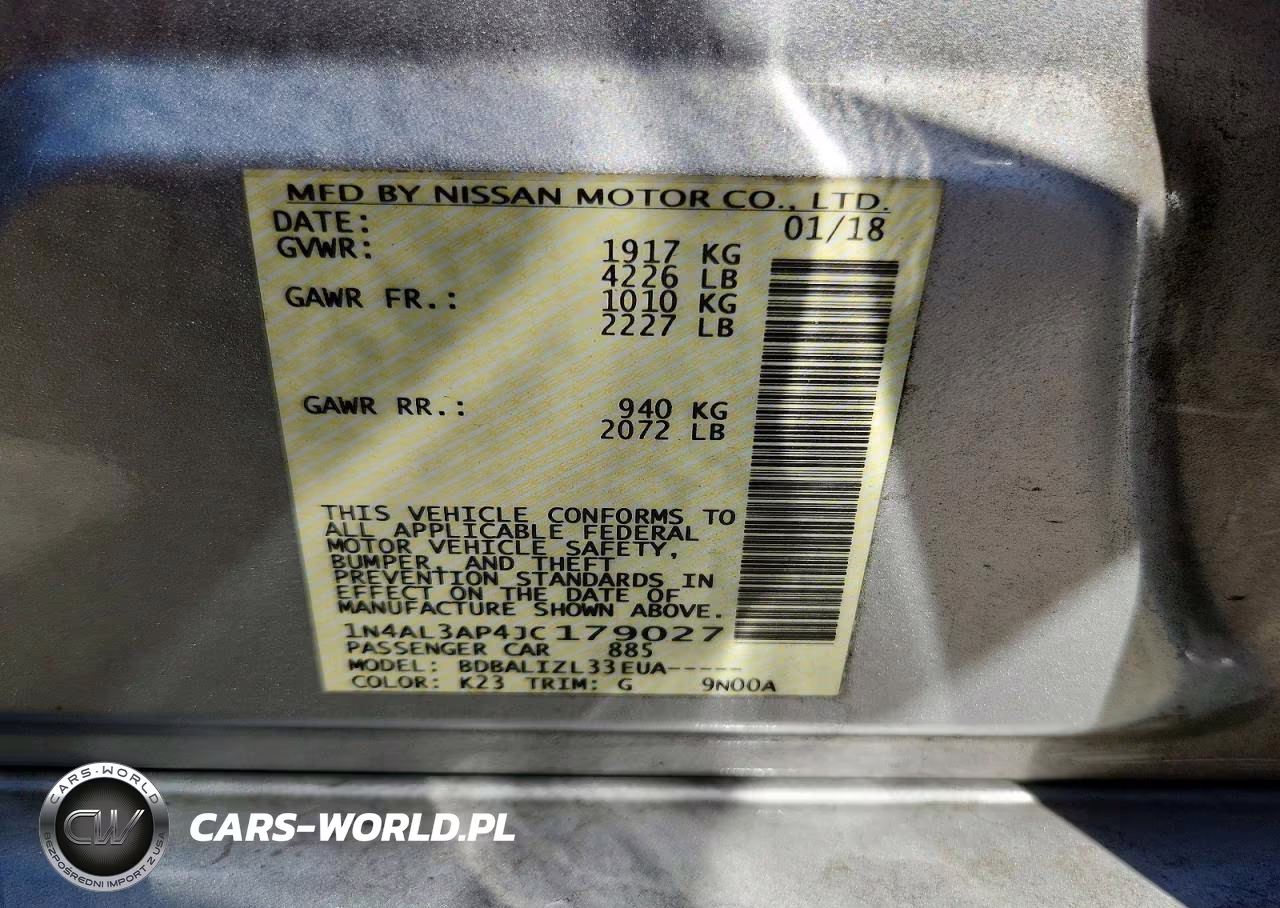 2018 Nissan Altima 2.5 Sv VIN:1N4AL3AP4JC179027 - 12