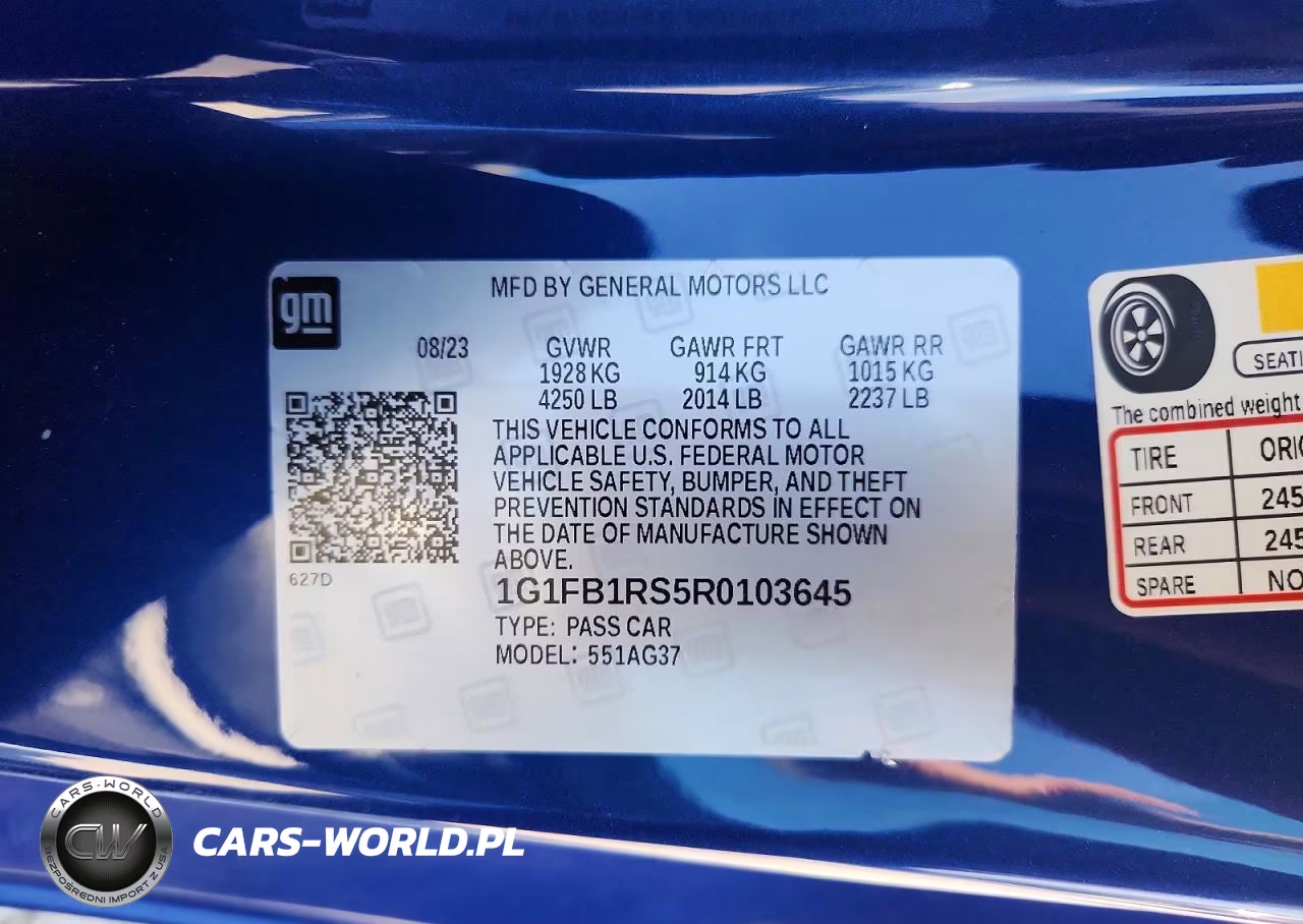 2024 Chevrolet Camaro Ls VIN:1G1FB1RS5R0103645 - 12