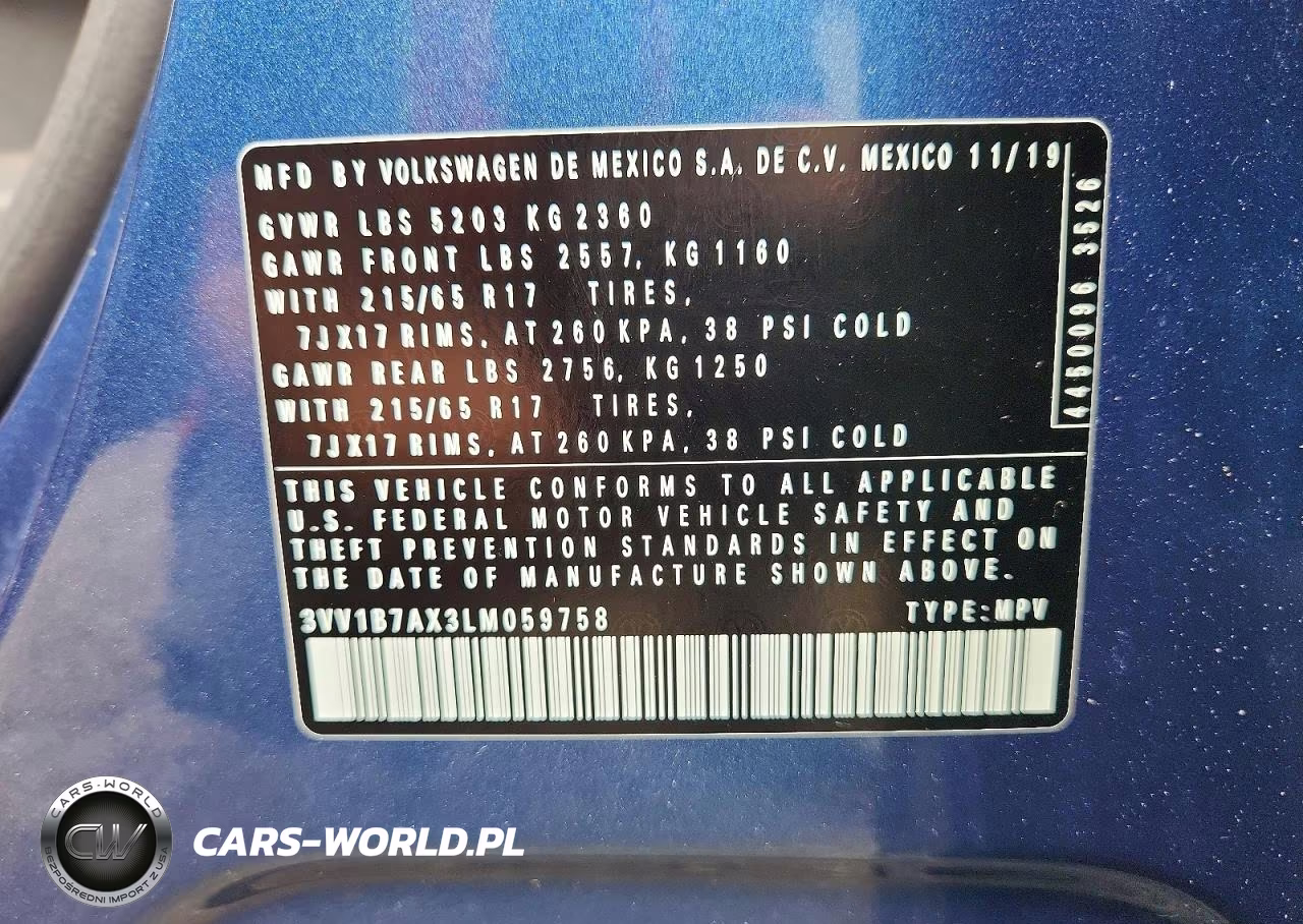 2020 Volkswagen Tiguan S VIN:3VV1B7AX3LM059758 - 13