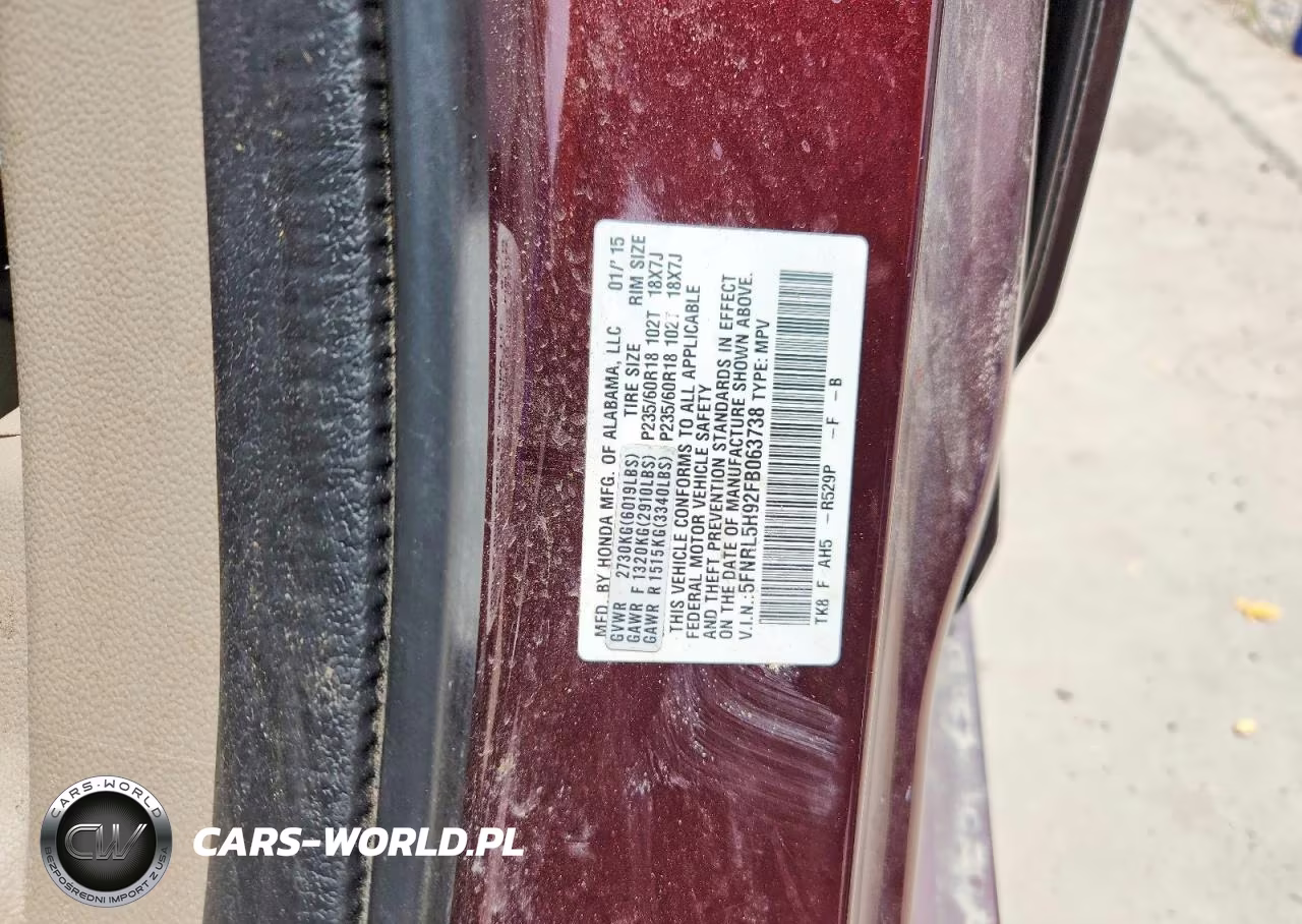 2015 Honda Odyssey Touring VIN:5FNRL5H92FB063738 - 12