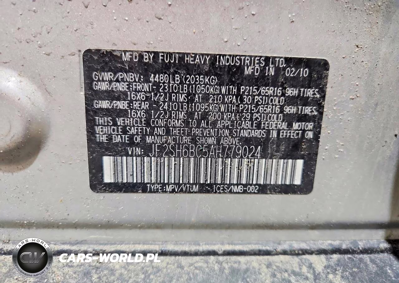 2010 Subaru Forester Xs VIN:JF2SH6BC5AH779024 - 12