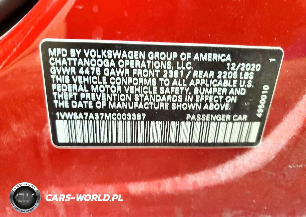 2021 Volkswagen Passat Se VIN:1VWSA7A37MC003387 - 12