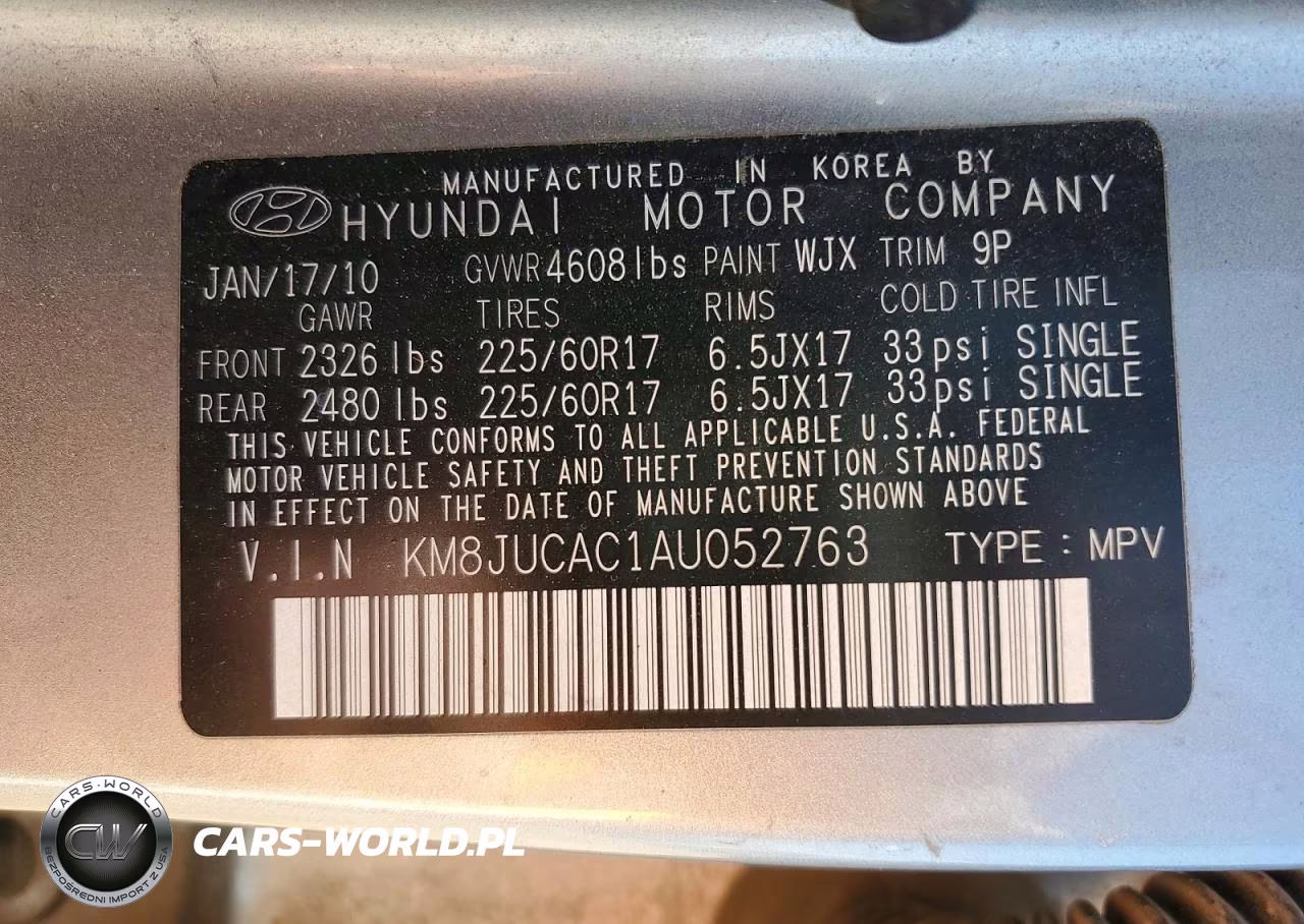 2010 Hyundai Tucson Gls VIN:KM8JUCAC1AU052763 - 12
