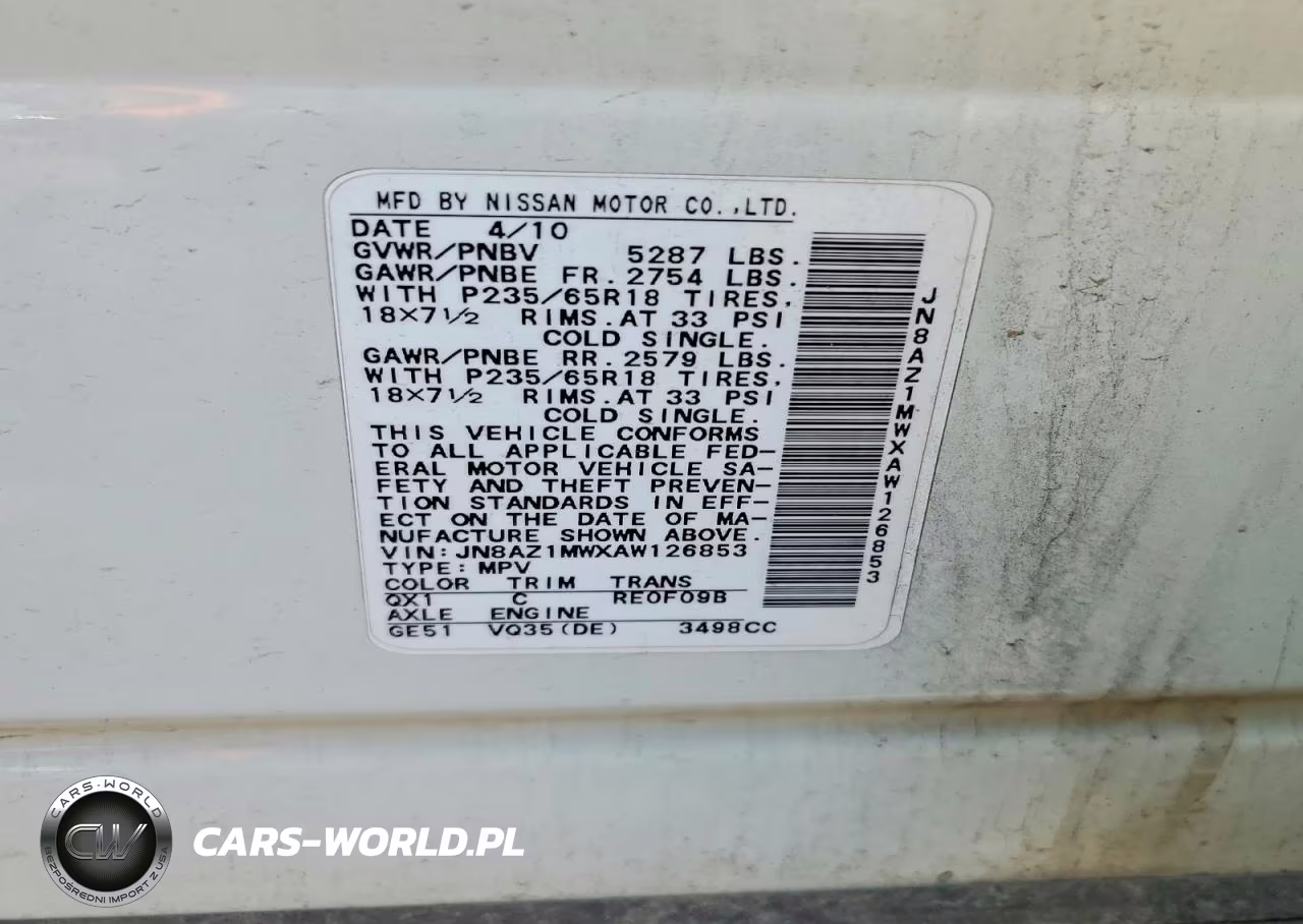 2010 Nissan Murano S VIN:JN8AZ1MWXAW126853 - 12