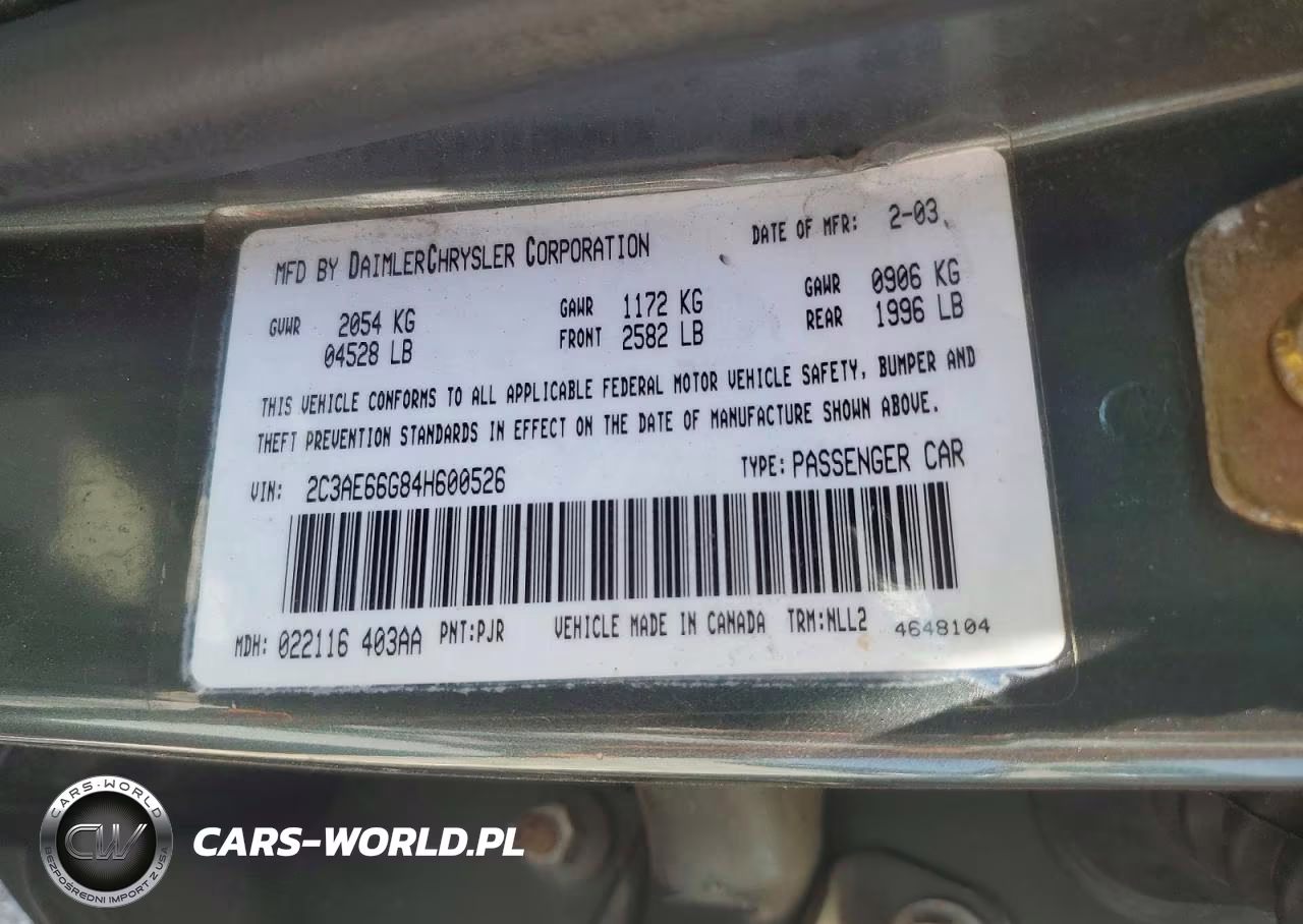 2004 Chrysler 300M VIN:2C3AE66G84H600526 - 12