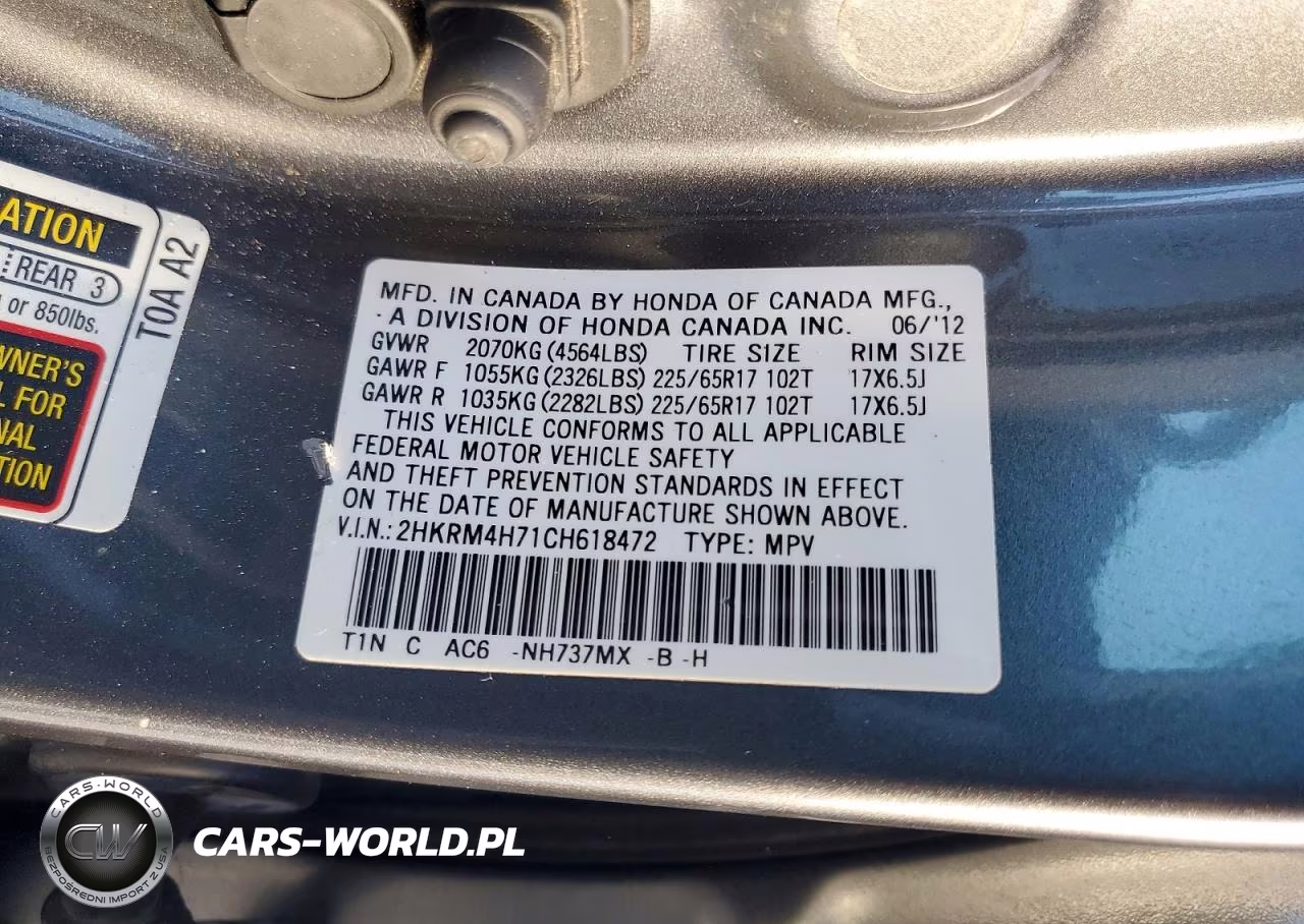 2012 Honda Cr-V Exl VIN:2HKRM4H71CH618472 - 13