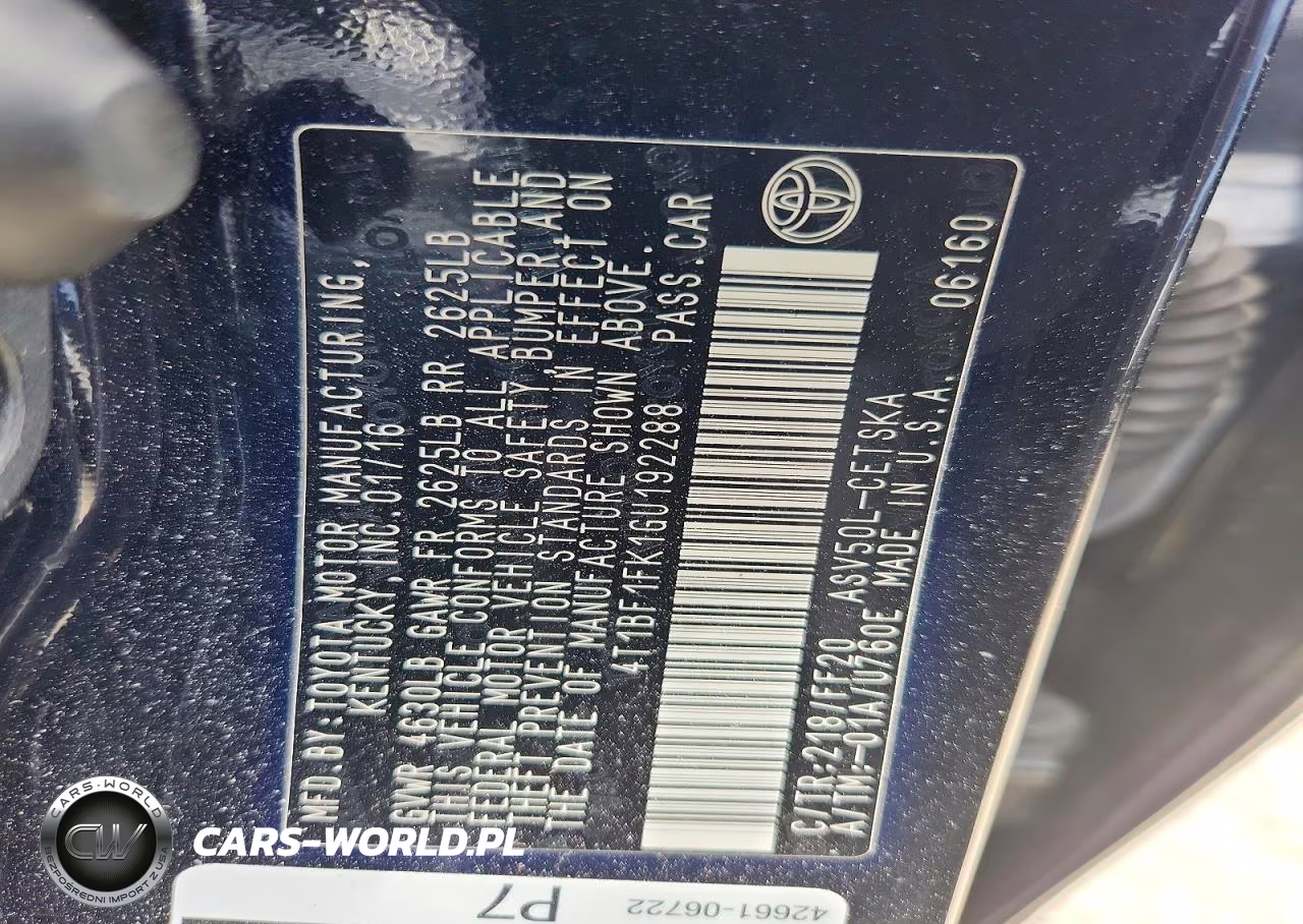 2016 Toyota Camry Se VIN:4T1BF1FK1GU192288 - 12