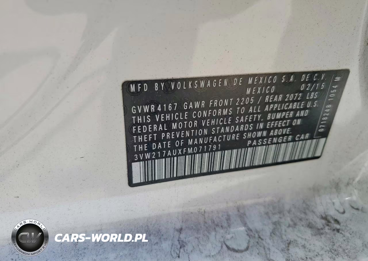2015 Volkswagen Golf VIN:3VW217AUXFM071791 - 12