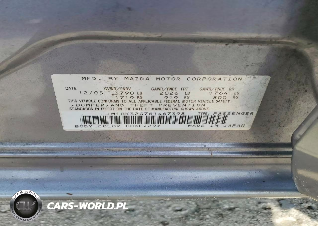 2006 Mazda 3 I VIN:JM1BK32G761467398 - 12