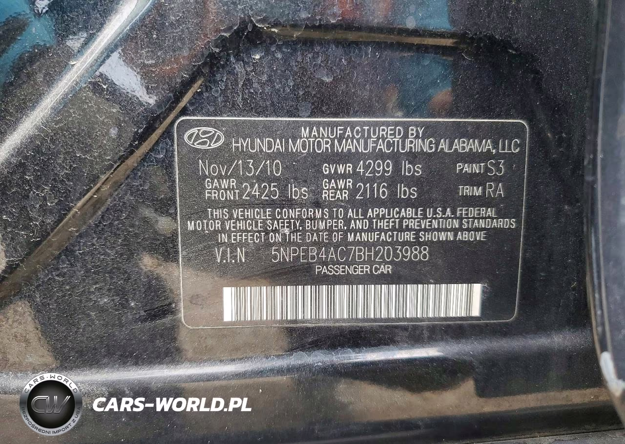 2011 Hyundai Sonata Gls VIN:5NPEB4AC7BH203988 - 12