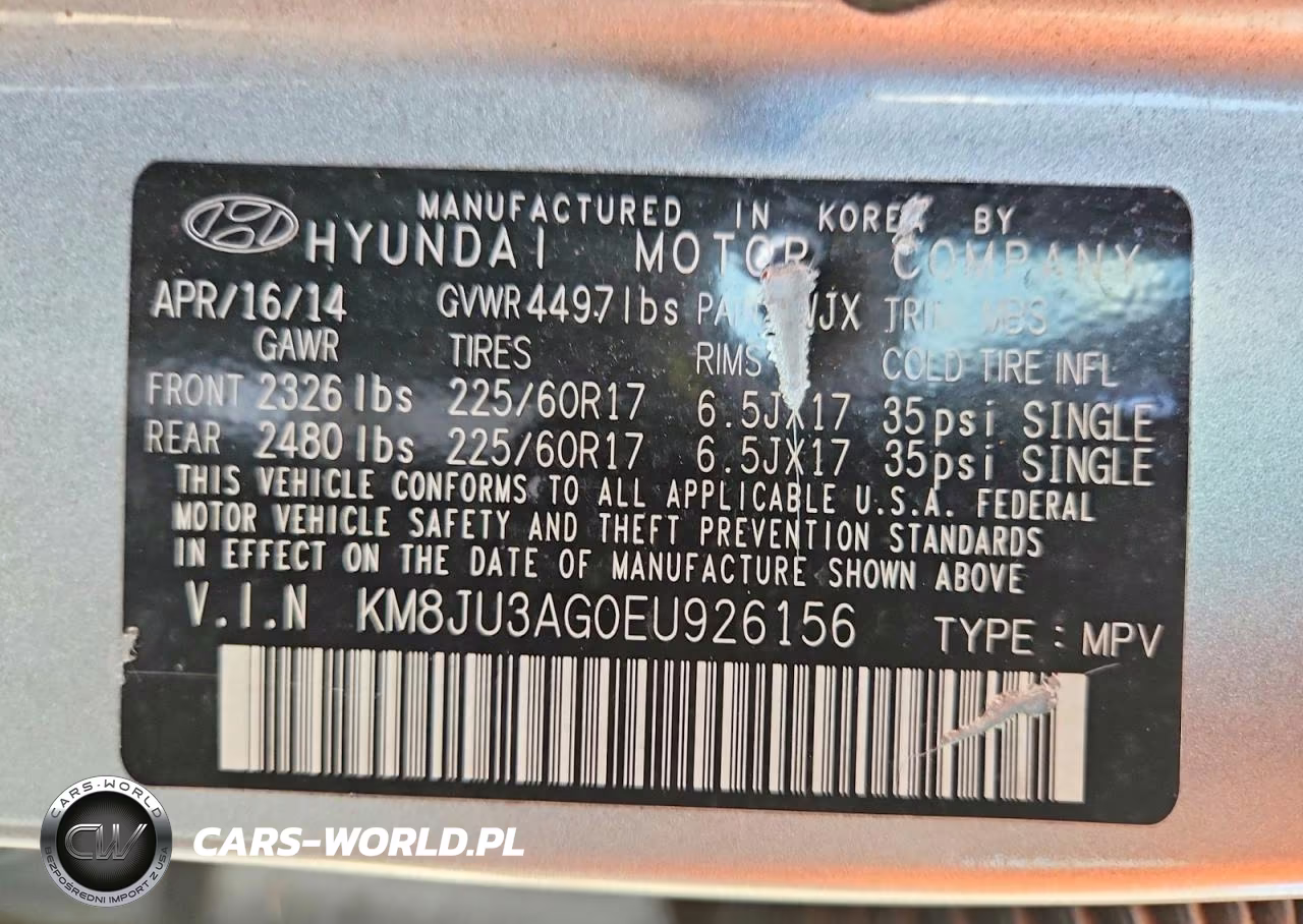 2014 Hyundai Tucson Se VIN:KM8JU3AG0EU926156 - 13