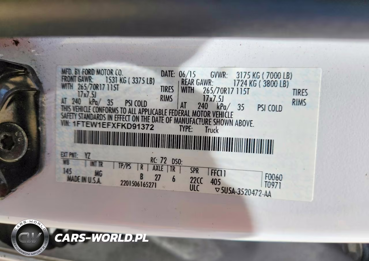 2015 Ford F150 Supercrew VIN:1FTEW1EFXFKD91372 - 13