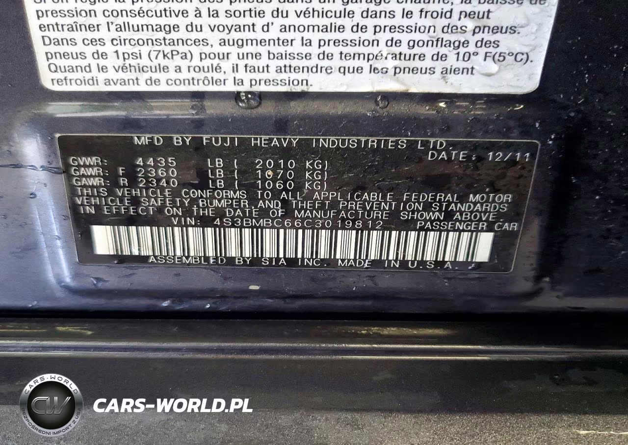 2012 Subaru Legacy 2.5I Premium VIN:4S3BMBC66C3019812 - 12