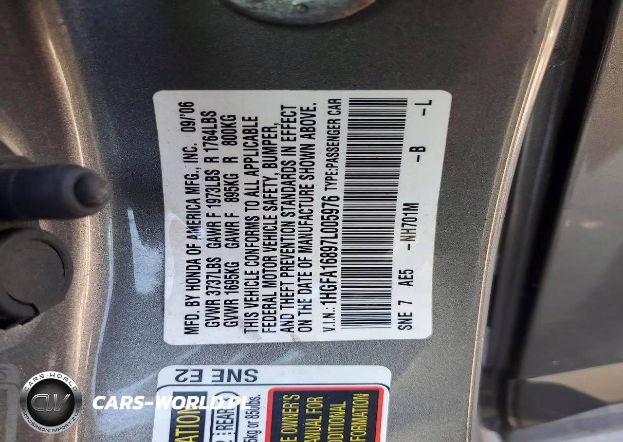 2007 Honda Civic Ex VIN:1HGFA16897L005976 - 12