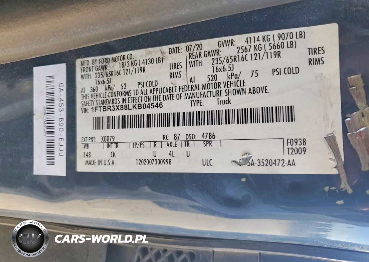2020 Ford Transit 250 Delivery Van VIN:1FTBR3X88LKB04546 - 13