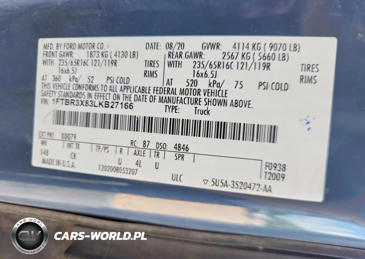 2020 Ford Transit 250 Delivery Van VIN:1FTBR3X83LKB27166 - 13