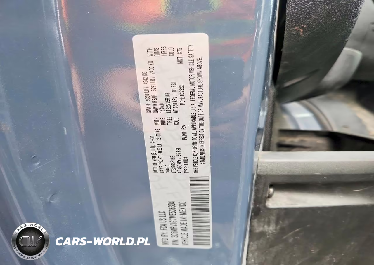 2021 Ram Promaster 3500 Delivery Van VIN:3C6MRVJG7ME536304 - 13