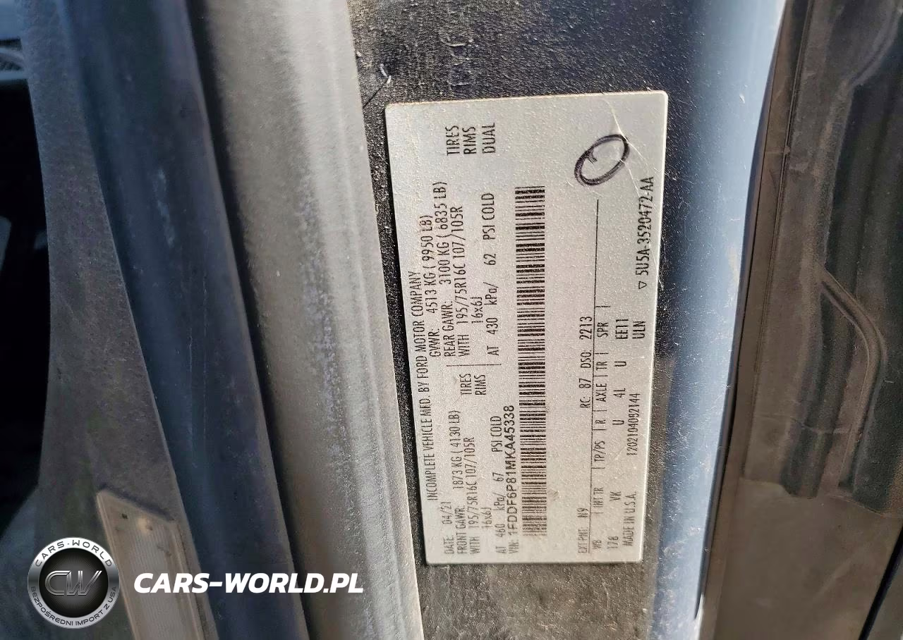 2021 Ford Transit T-350 Delivery Truck VIN:1FDDF6P81MKA45338 - 13