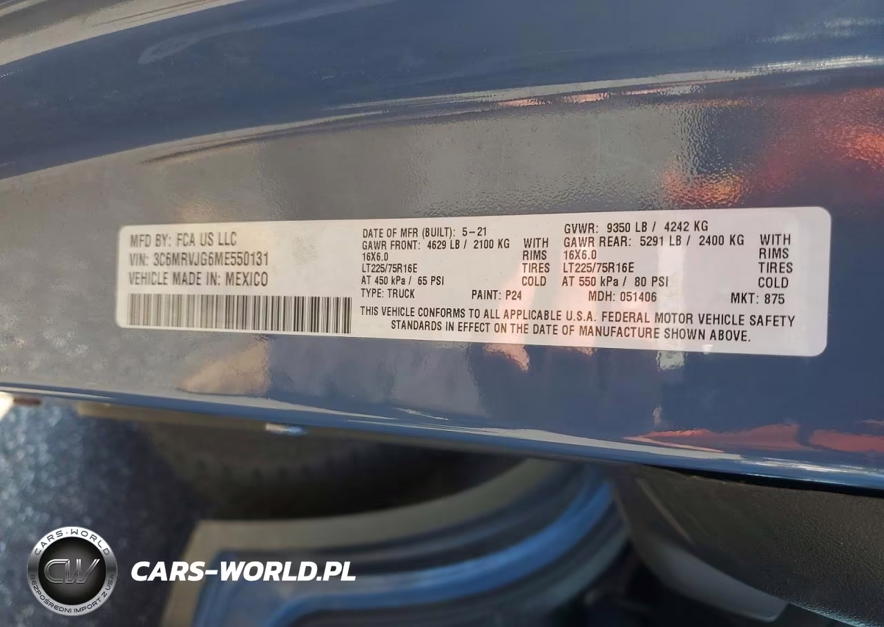 2021 Ram Promaster 3500 Delivery Van VIN:3C6MRVJG6ME550131 - 13