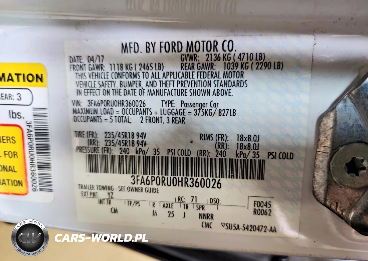 2017 Ford Fusion Titanium Hev VIN:3FA6P0RU0HR360026 - 12