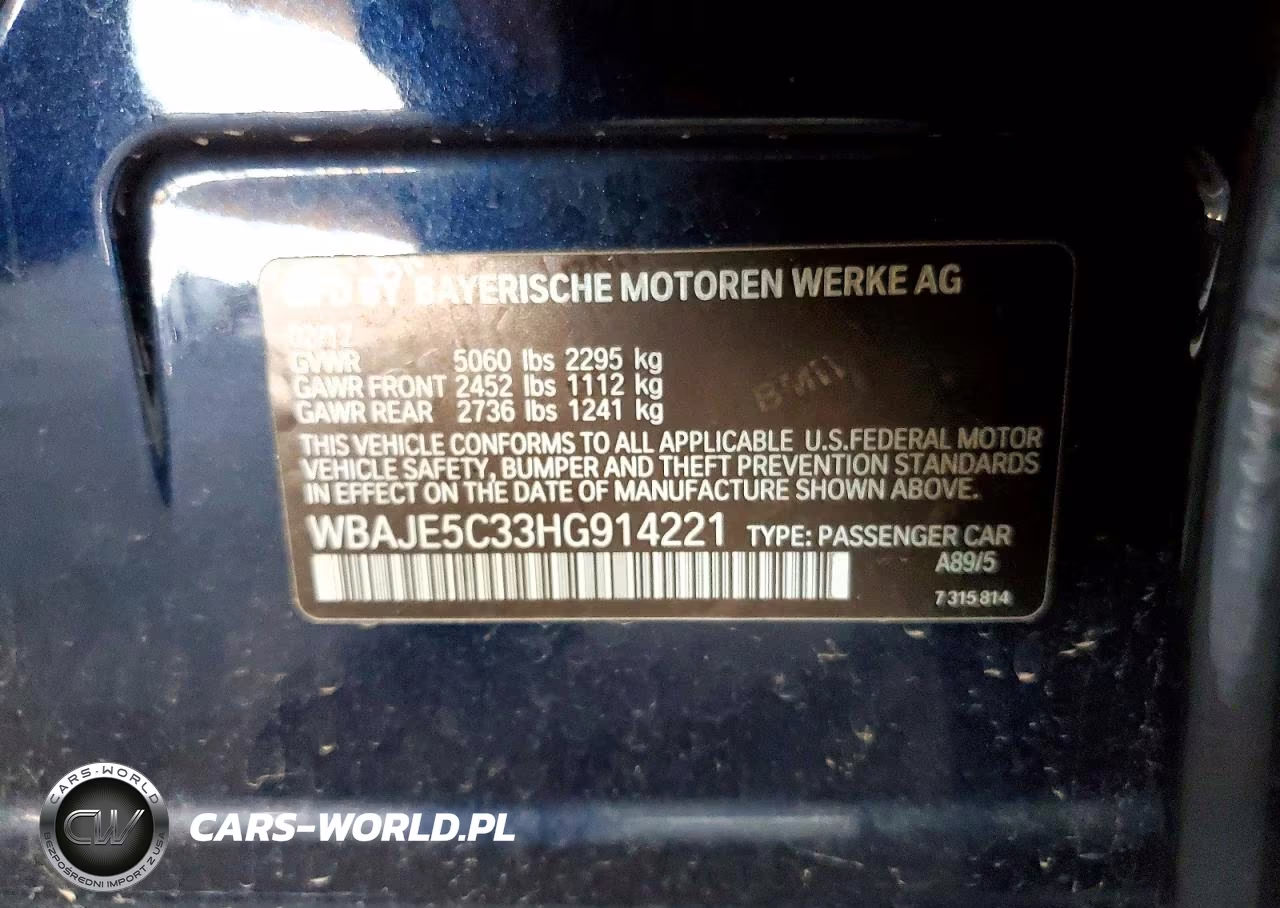2017 BMW 540 I VIN:WBAJE5C33HG914221 - 12