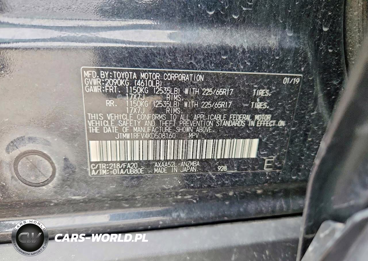 2019 Toyota Rav4 Xle VIN:JTMW1RFV4KD508160 - 13