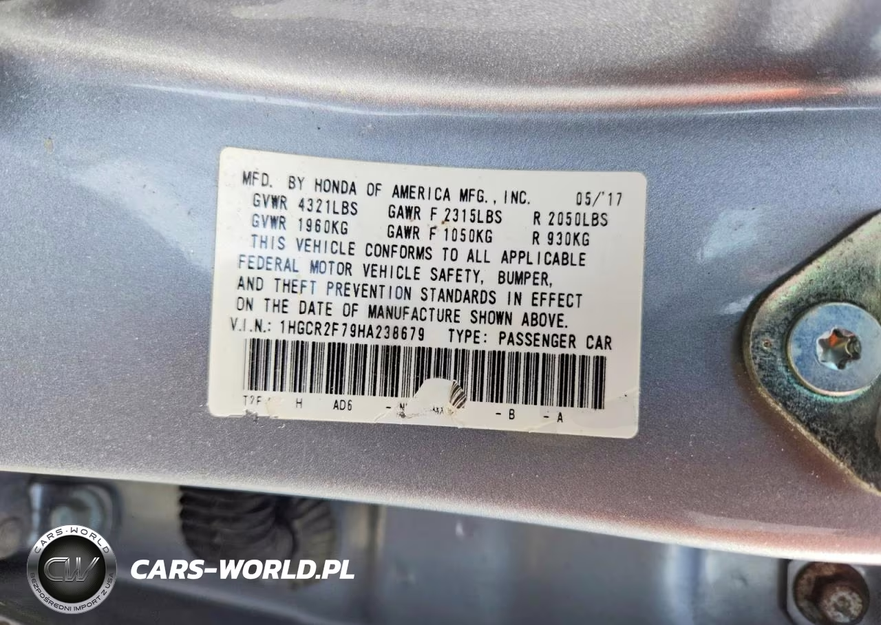 2017 Honda Accord Ex VIN:1HGCR2F79HA238679 - 12