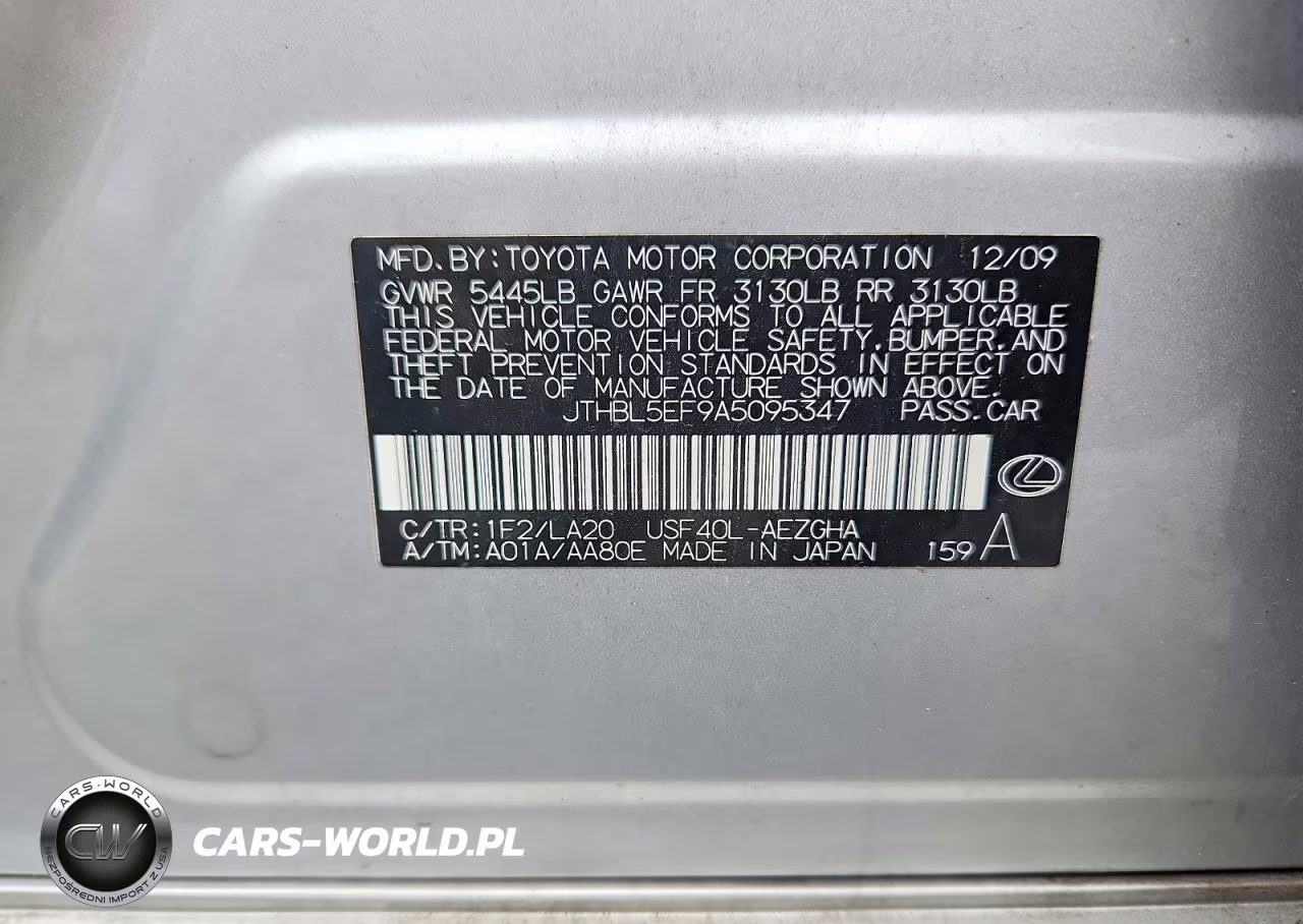 2010 Lexus Ls 460 VIN:JTHBL5EF9A5095347 - 12