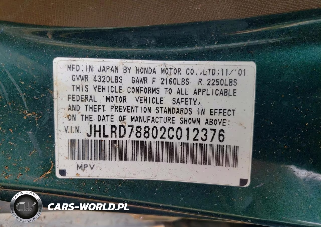 2002 Honda Cr-V Ex VIN:JHLRD78802C012376 - 13
