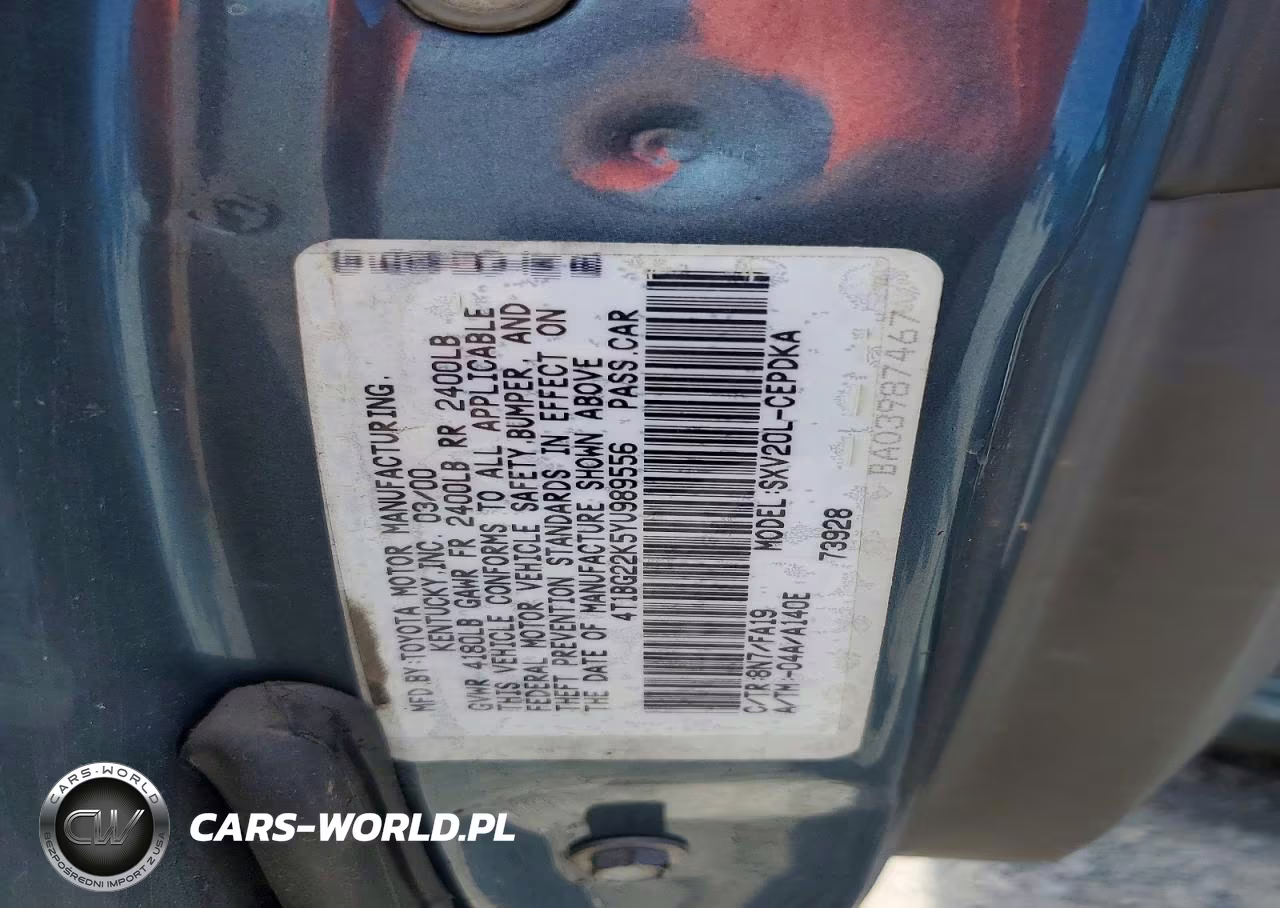 2000 Toyota Camry Ce VIN:4T1BG22K5YU989556 - 12