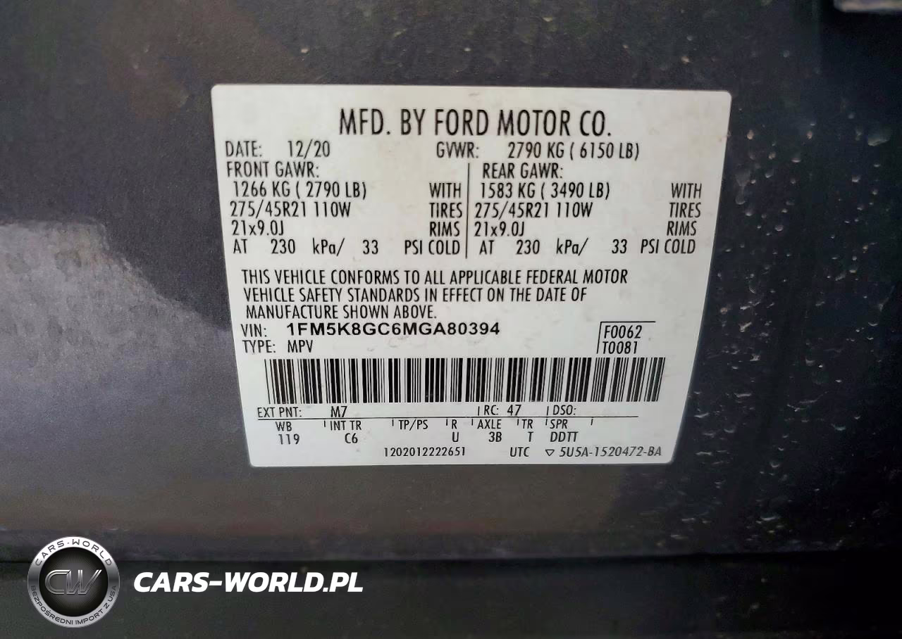 2021 Ford Explorer St VIN:1FM5K8GC6MGA80394 - 14