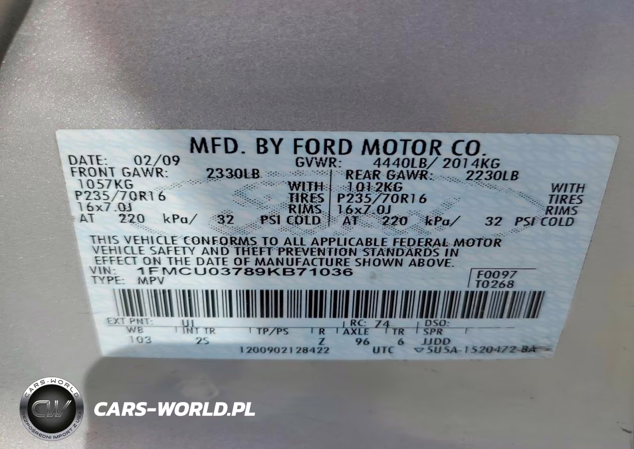2009 Ford Escape Xlt VIN:1FMCU03789KB71036 - 13