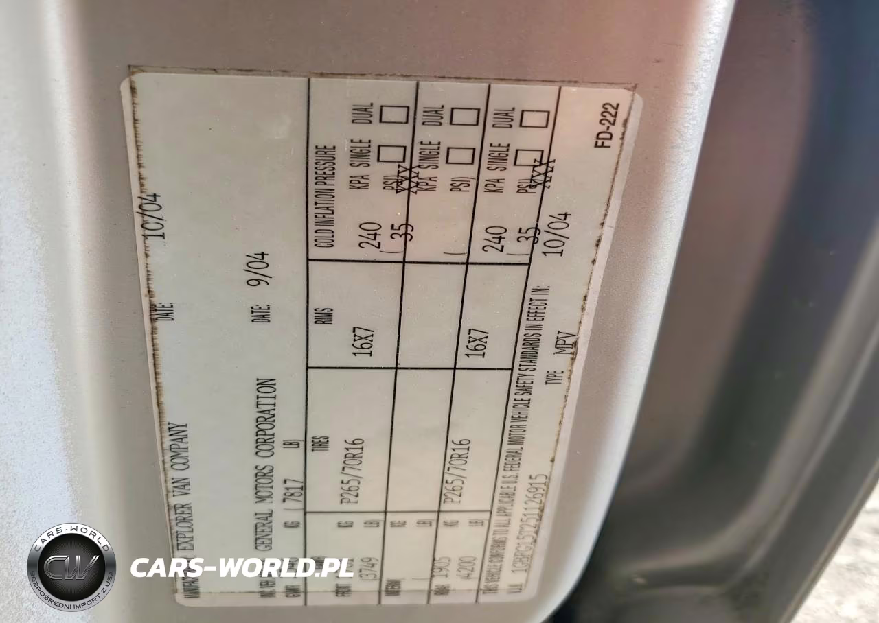 2005 Chevrolet Express G1500 VIN:1GBFG15T251126915 - 13