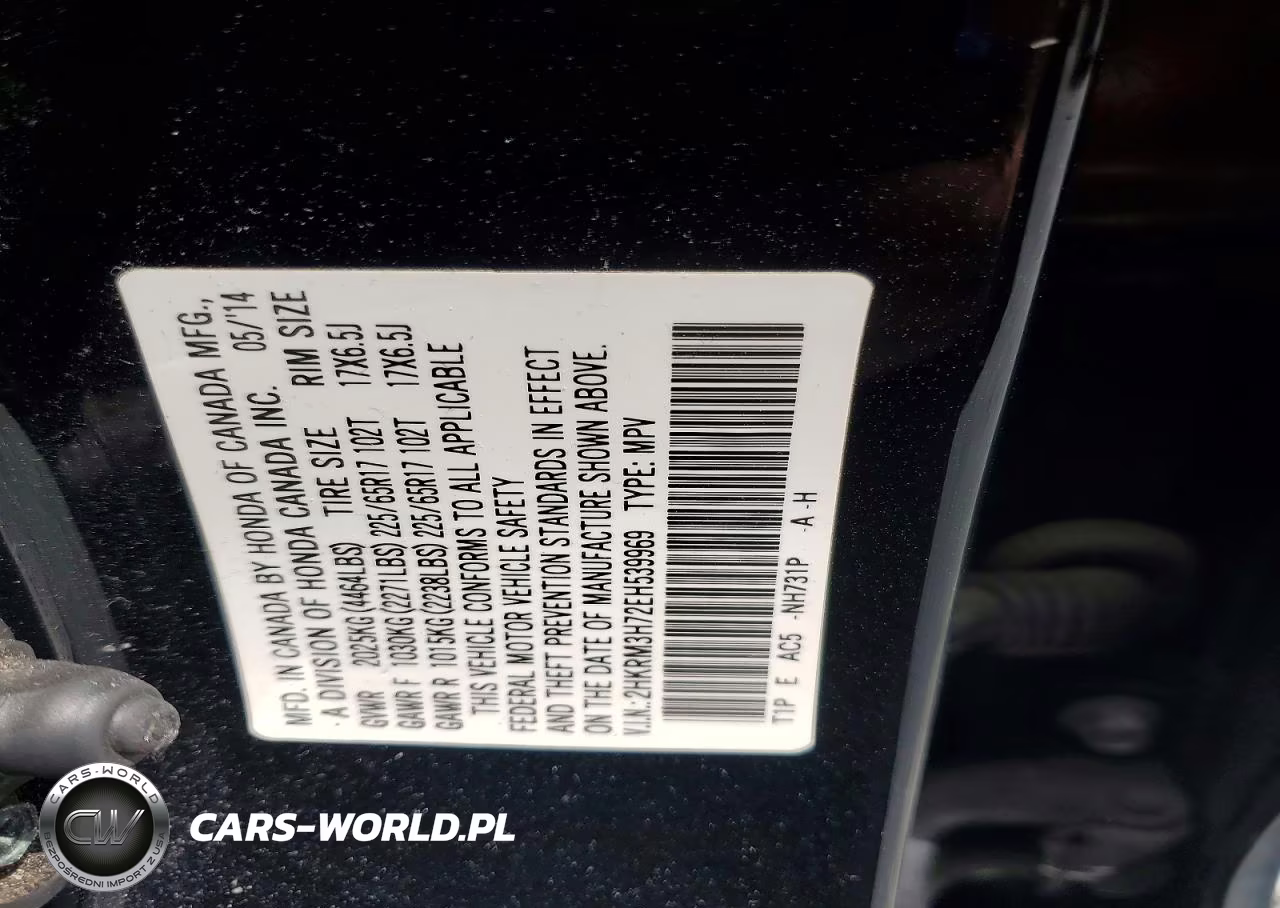 2014 Honda Cr-V Exl VIN:2HKRM3H72EH539969 - 13